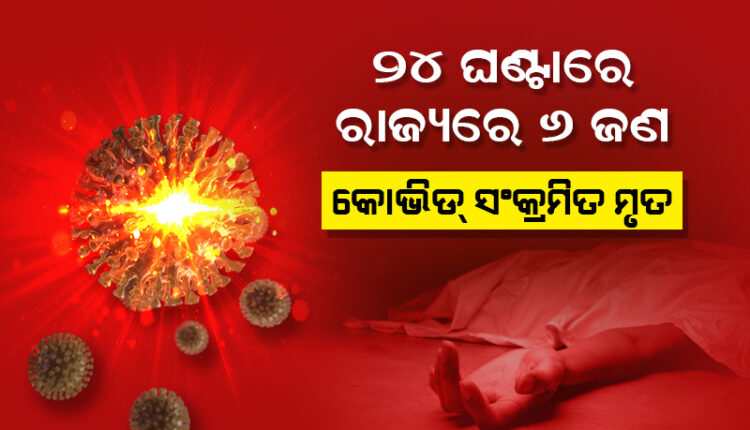 ଗତ ୨୪ ଘଣ୍ଟା ମଧ୍ୟରେ ରାଜ୍ୟରେ ୬ ଜଣ କରୋନା ସଂକ୍ରମିତଙ୍କ ମୃତ୍ୟୁ